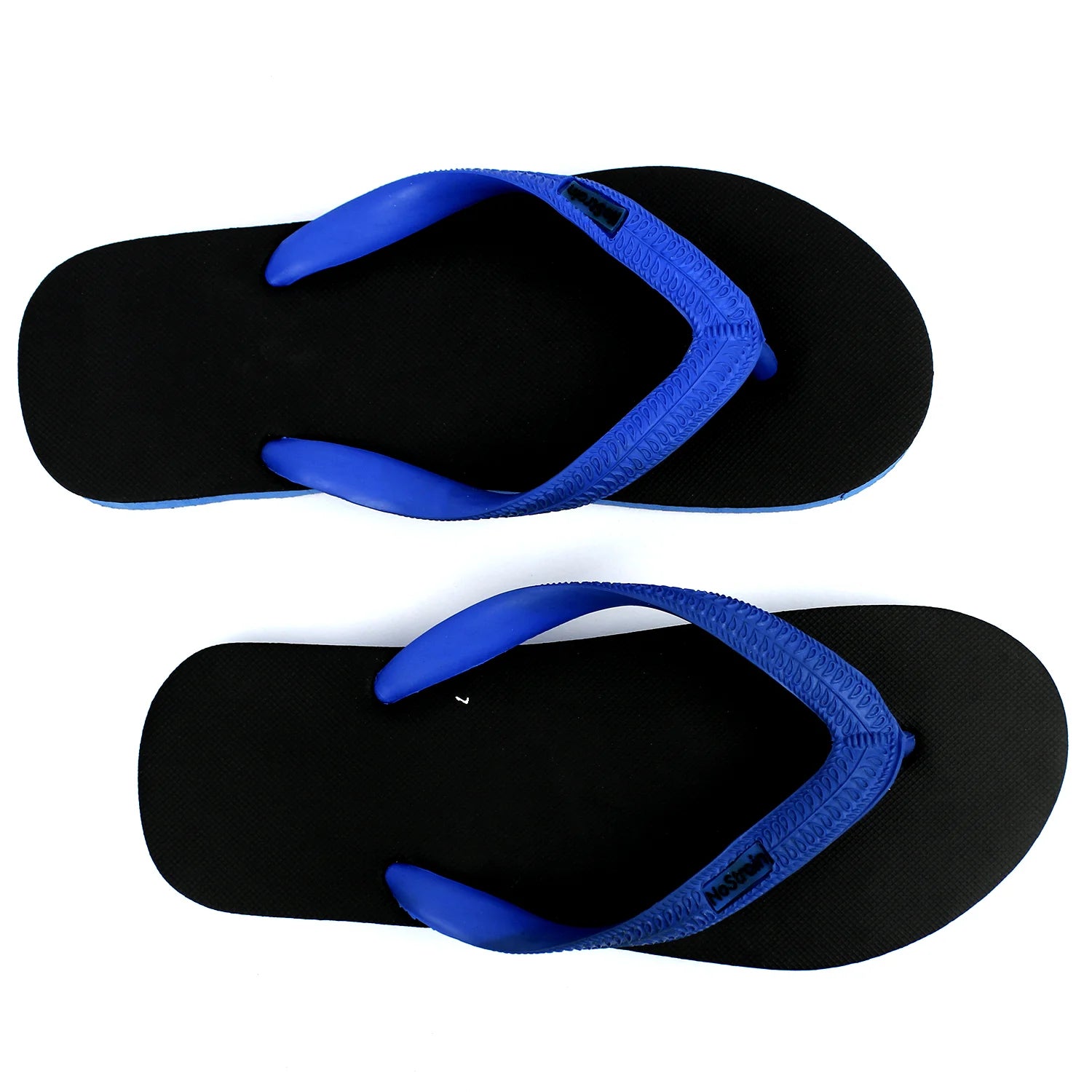 Black & Royal Blue Natural Rubber Slippers for Men