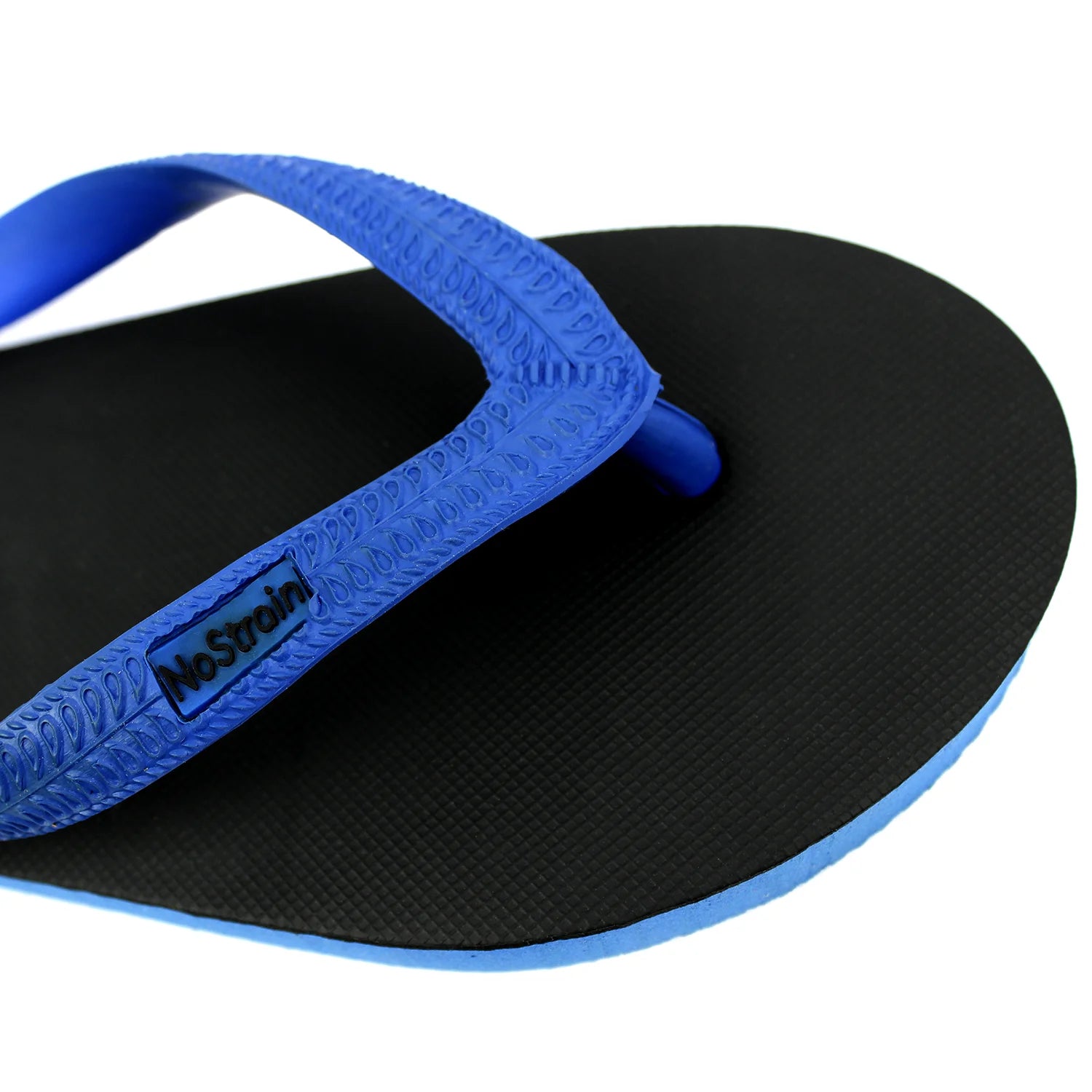 Black & Royal Blue Natural Rubber Slippers for Men