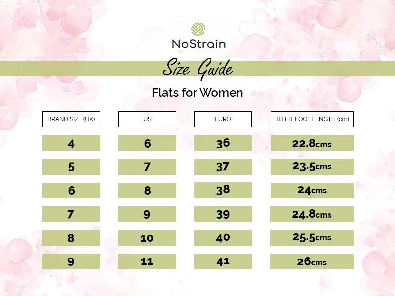 NoStrain size guide for flats w
