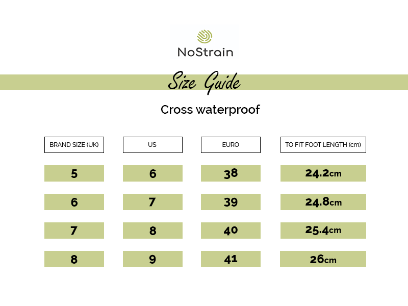 Summer Sandals size chart for Women