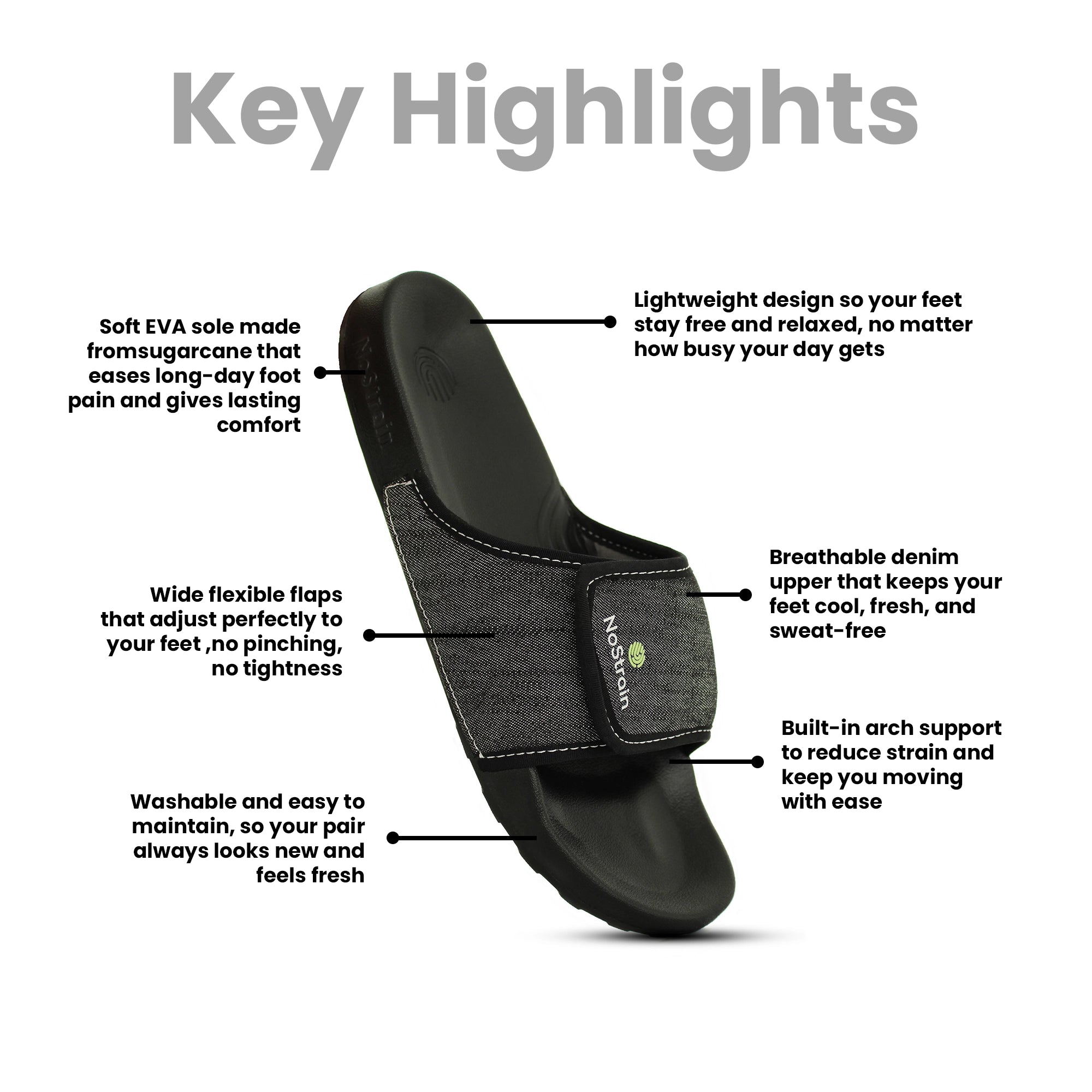 Graphic illustration of women’s sugar sliders showing style variety—glitter finish, matte, and printed options.
