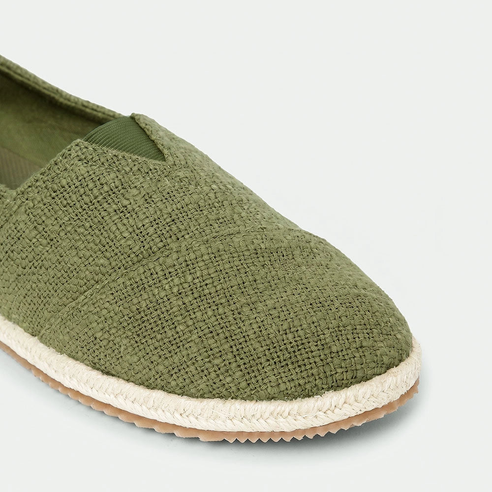 Cotton Slub Olive Green Espadrilles Slip On Shoes for men - ES03