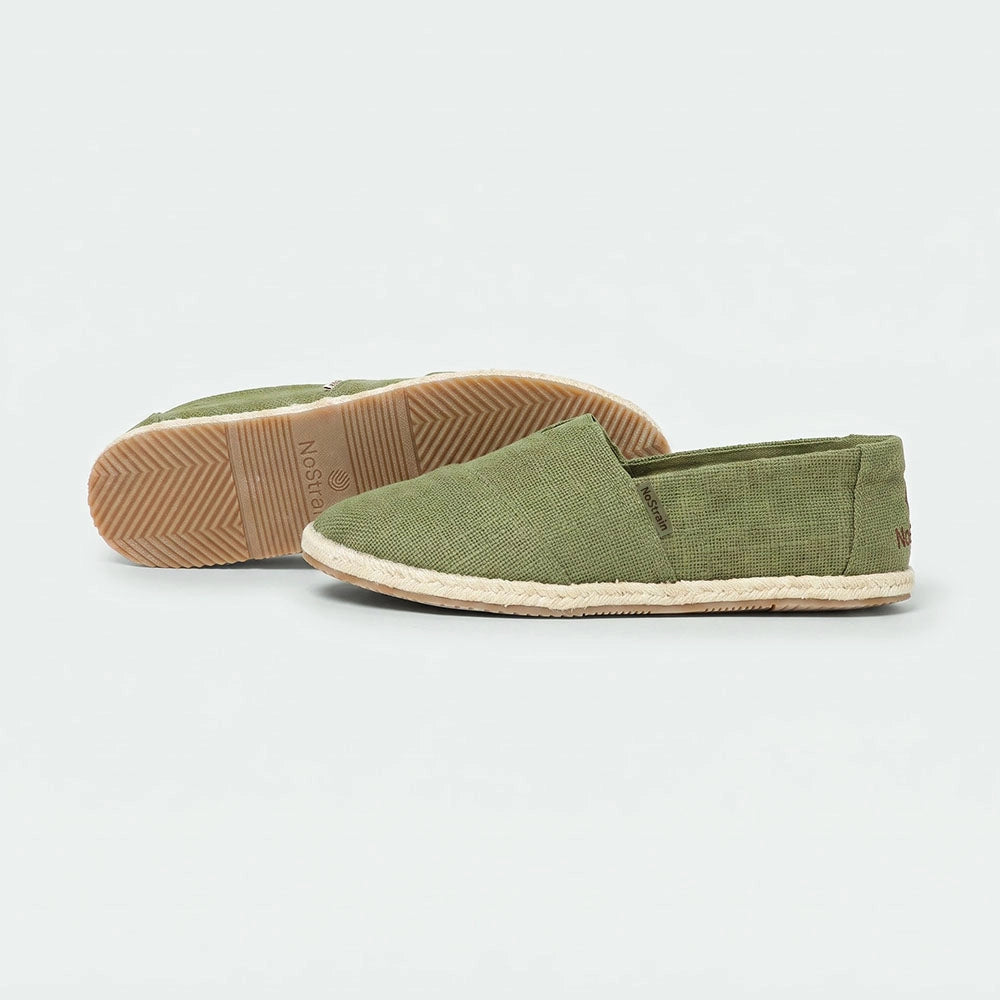 Cotton Slub Olive Green Espadrilles Slip On Shoes for men - ES03