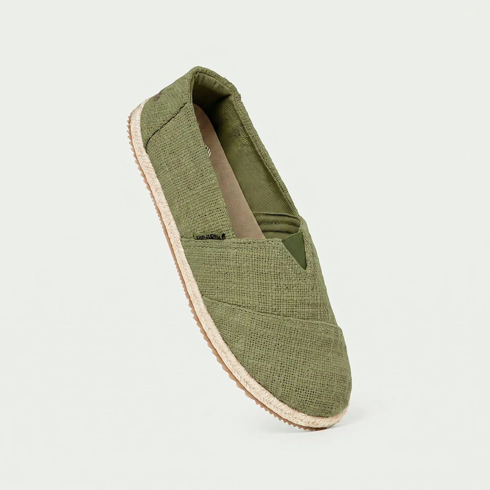 Cotton Slub Olive Green Espadrilles Slip On Shoes for men - ES03