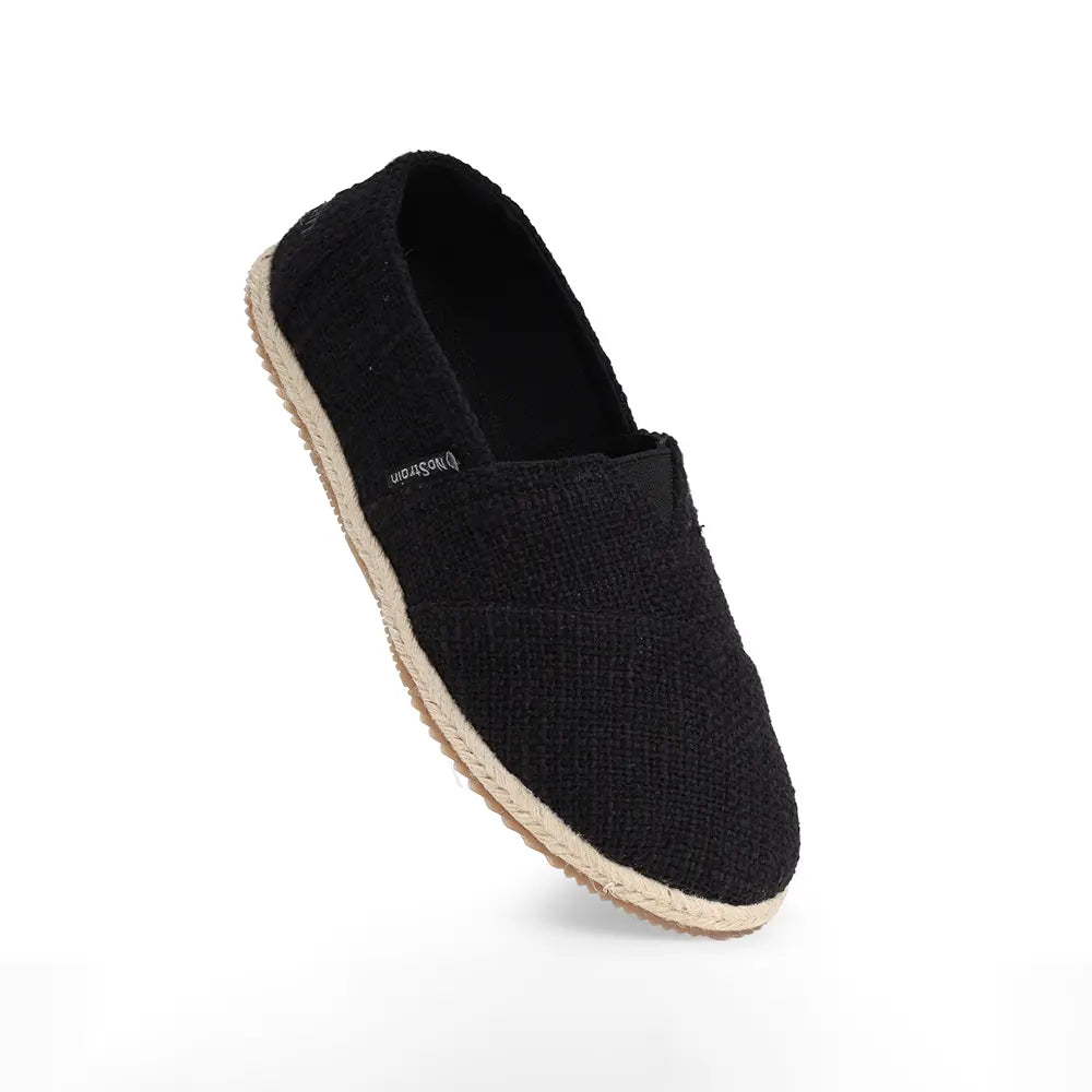 Cotton Slub Black Espadrilles Slip On Shoes for men - ES-01
