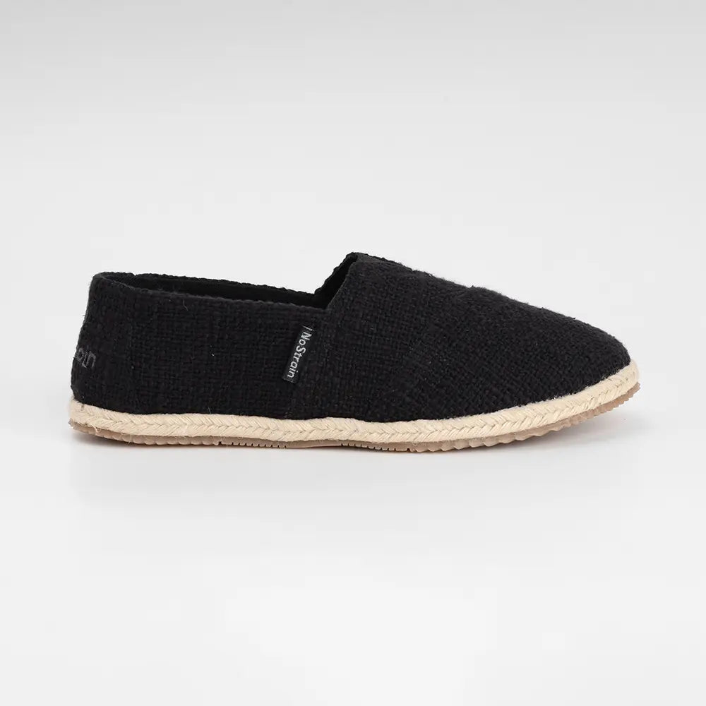 Cotton Slub Black Espadrilles Slip On Shoes for men - ES-01