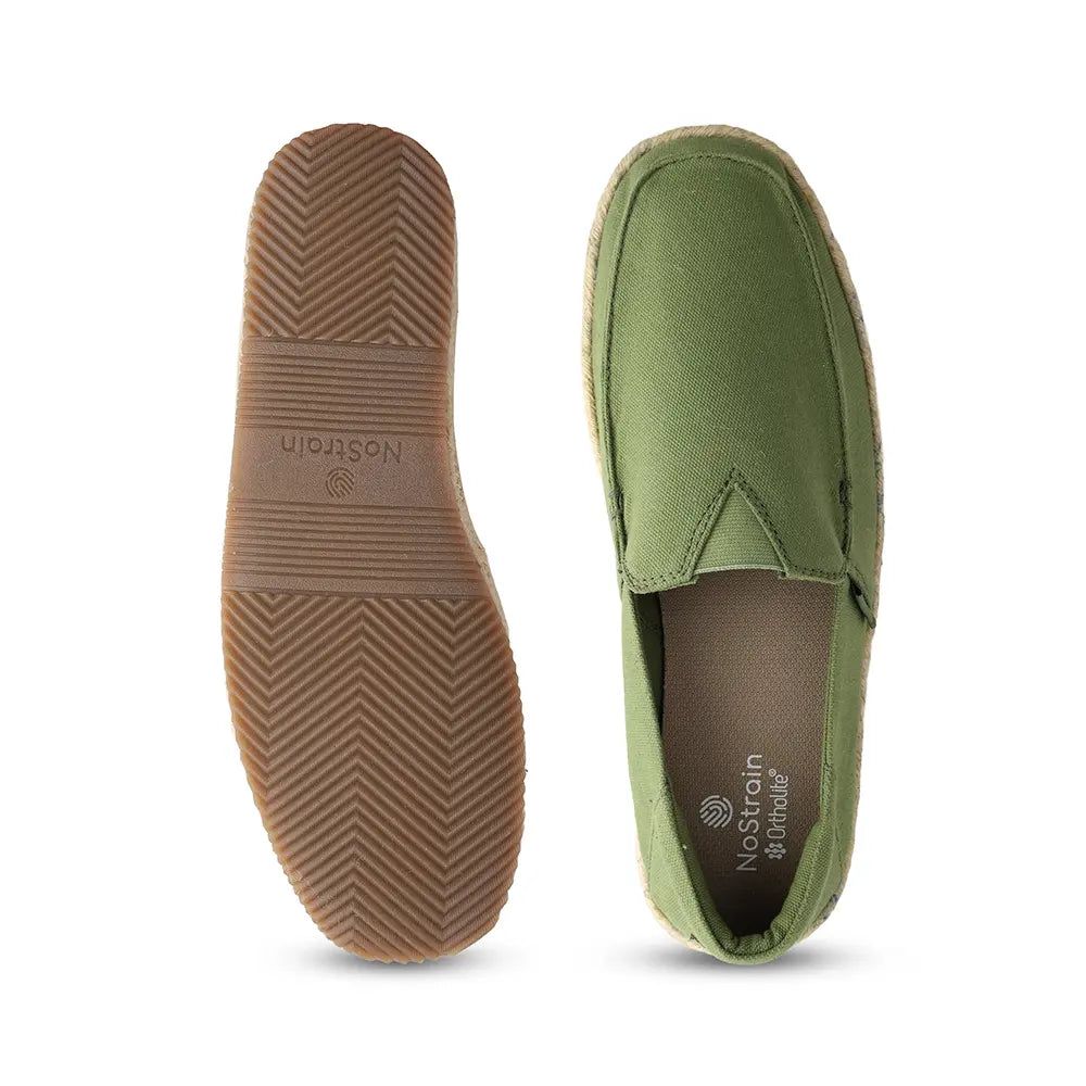 Olive green men’s espadrilles with Ortholite removable insole