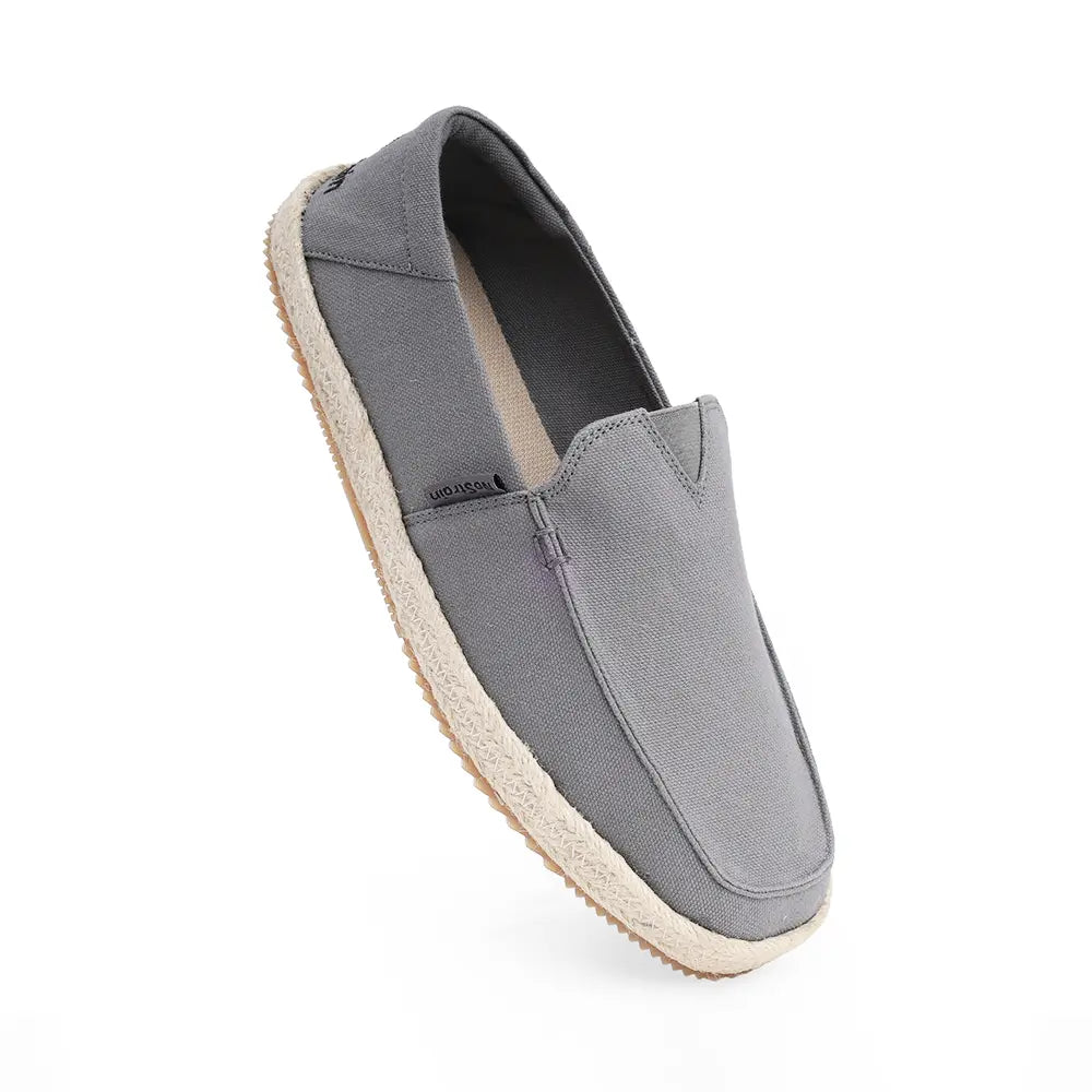 Breathable grey cotton footwear for men from NoStrain with a soft, supportive footbed for walking.