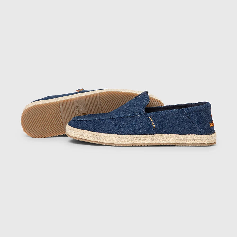 Navy blue denim slip-on shoes for men