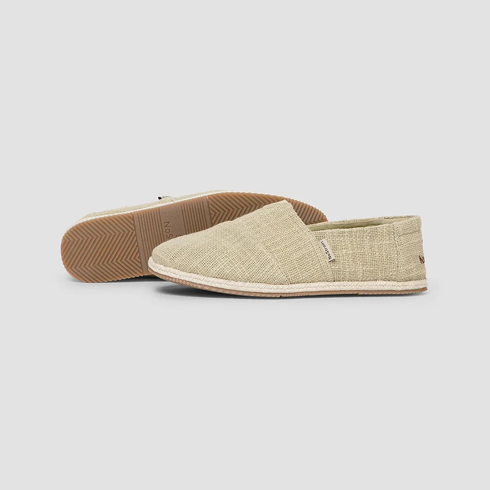 beige cotton slub espadrilles for men