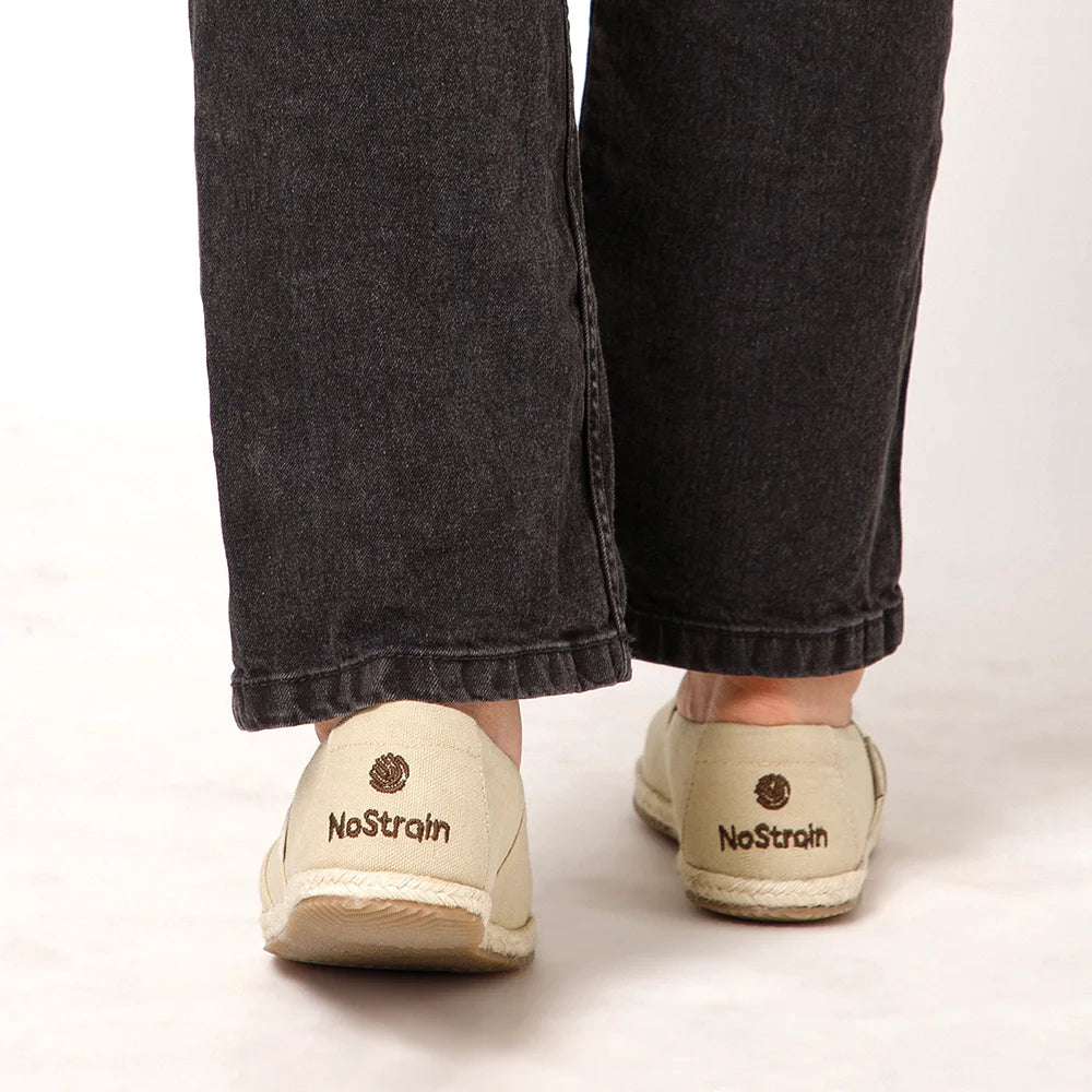 Women’s beige canvas espadrilles slip-on shoes for everyday wear