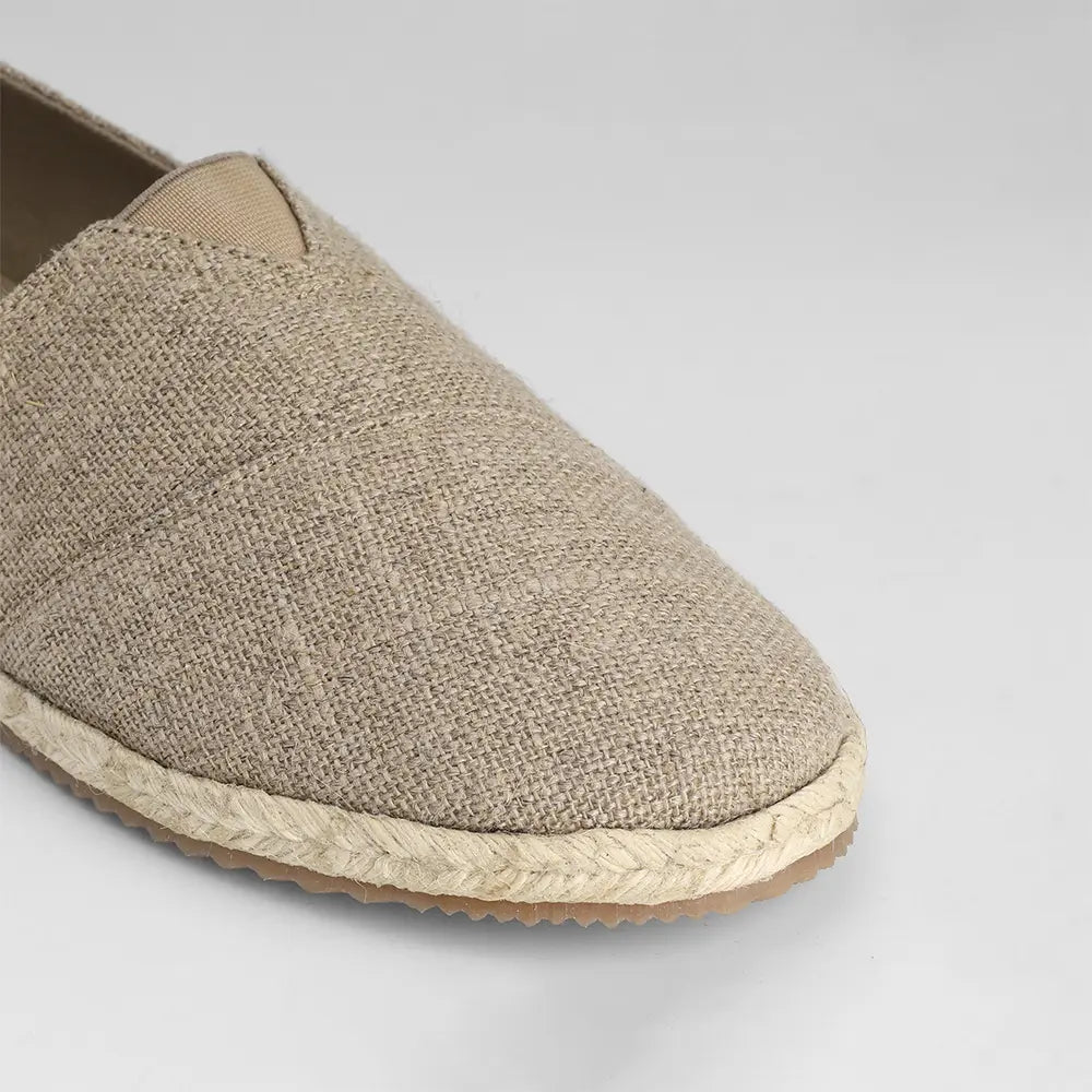 Lightweight natural linen casual shoes for women with rubber zigzag sole