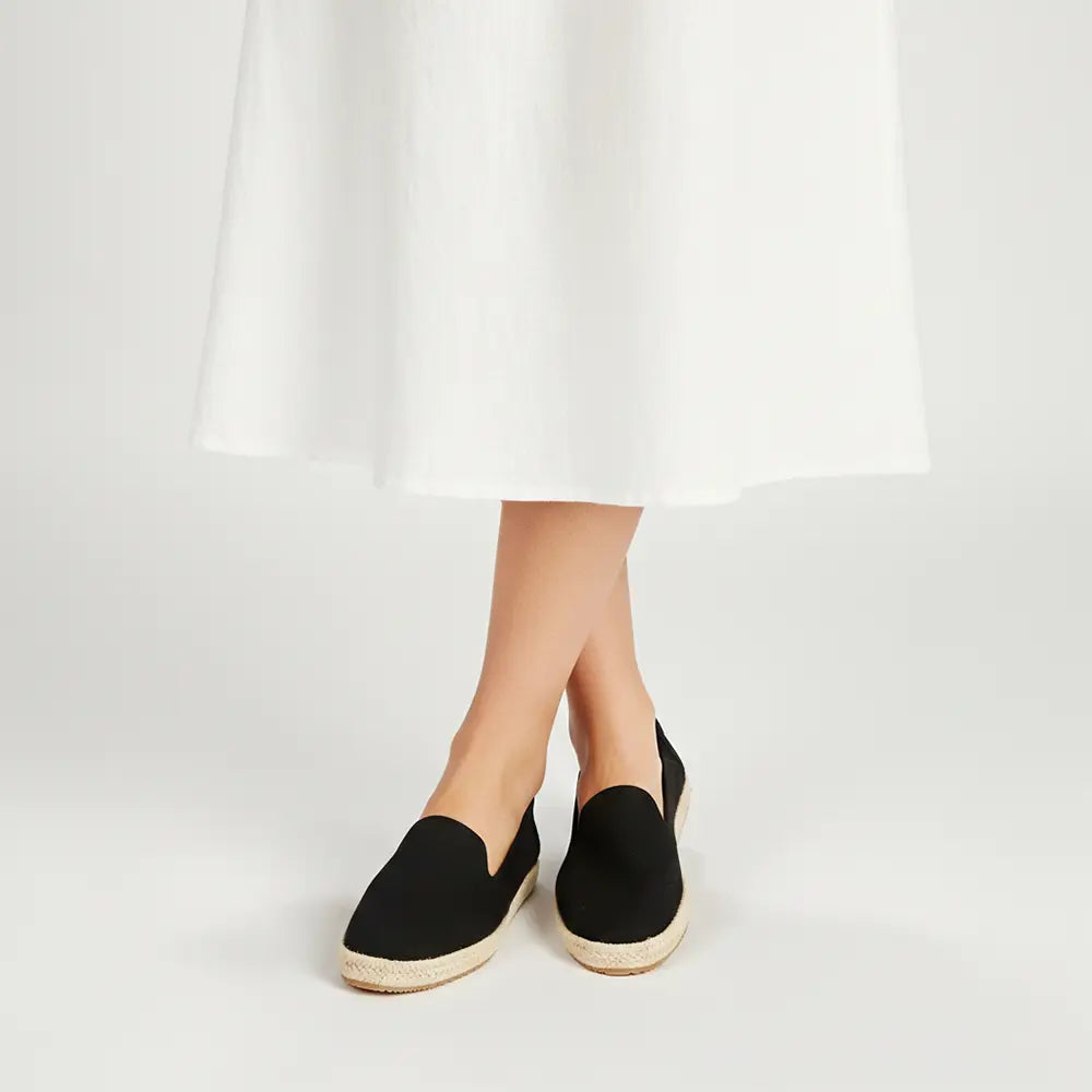 Premium black canvas women's shoes with washable insole