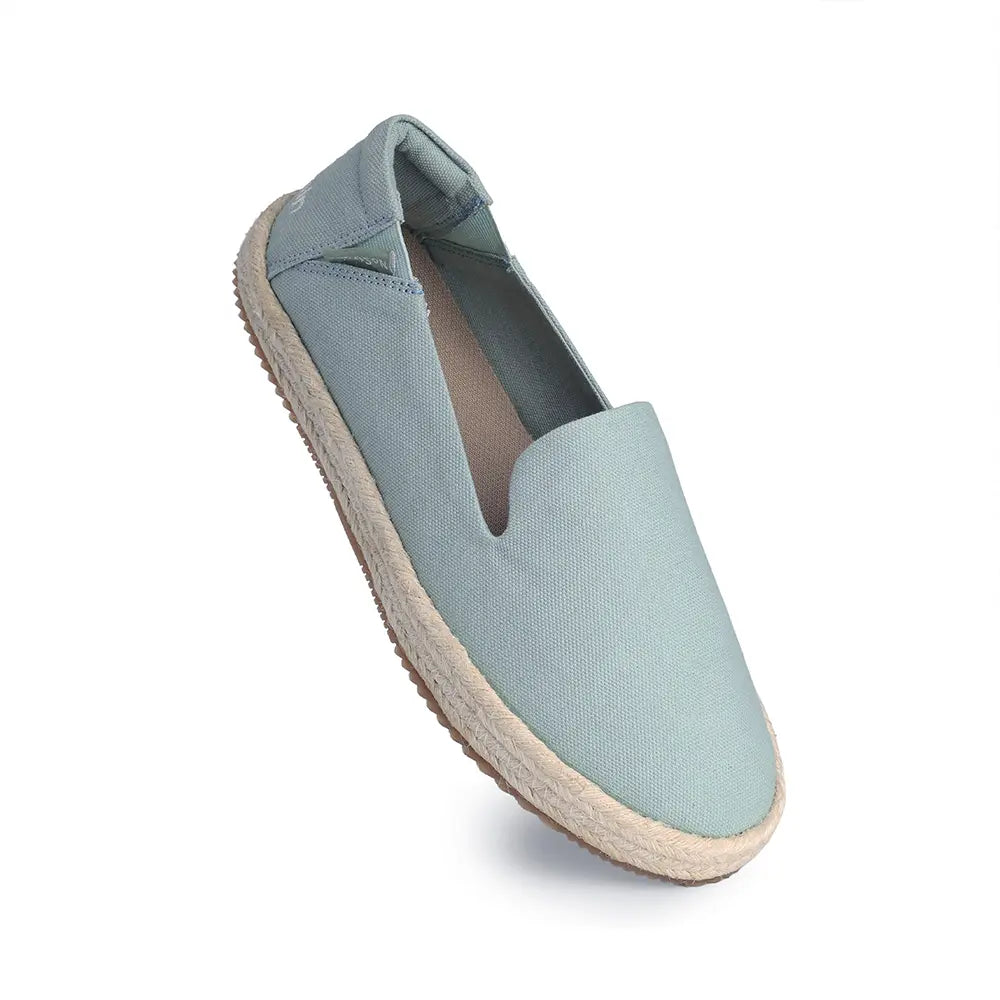 Breathable sage green canvas flats with anti-skid outsole