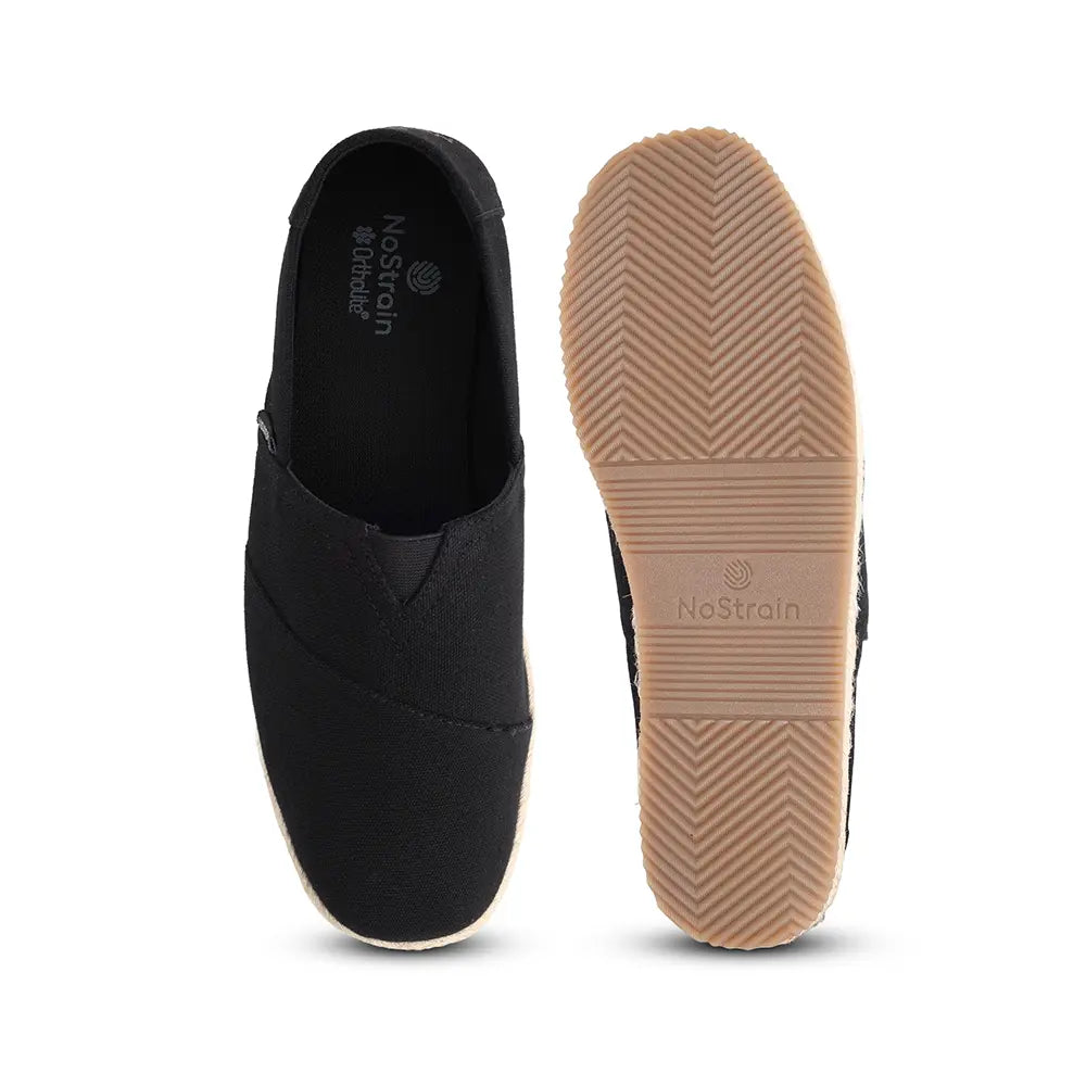 Men's relaxed fit black canvas loafers