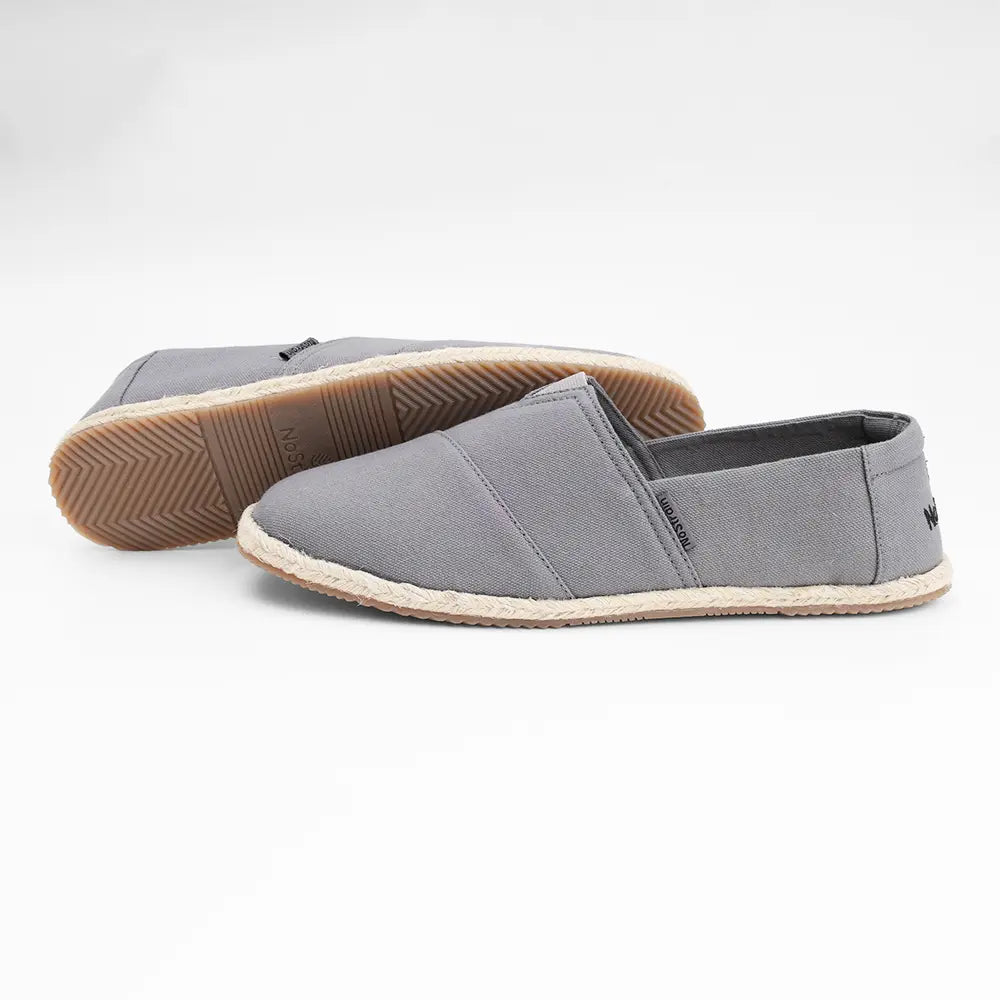 NoStrain men's grey espadrilles featuring a flexible lightweight design and premium soft footbed.