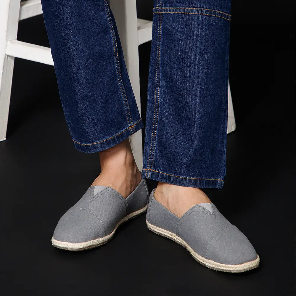 NoStrain brand grey casual loafers for men with high quality Ortholite removable insoles for cushioning.