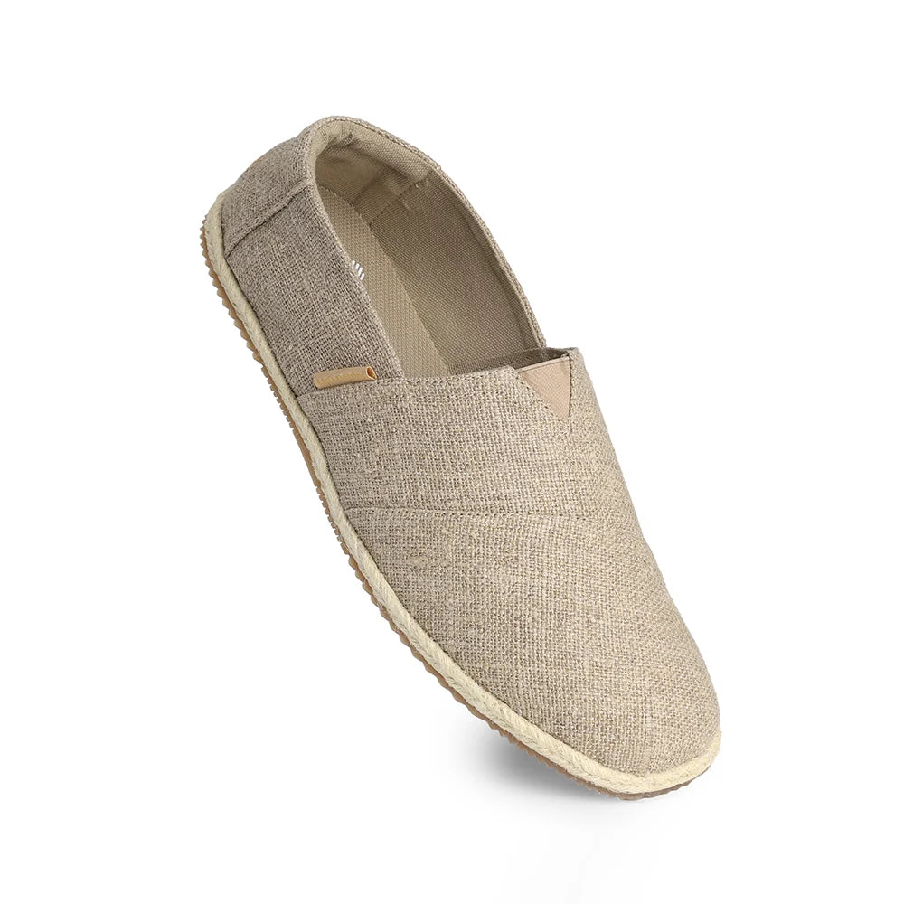 Close-up of men’s Natural Beige Linen Espadrilles