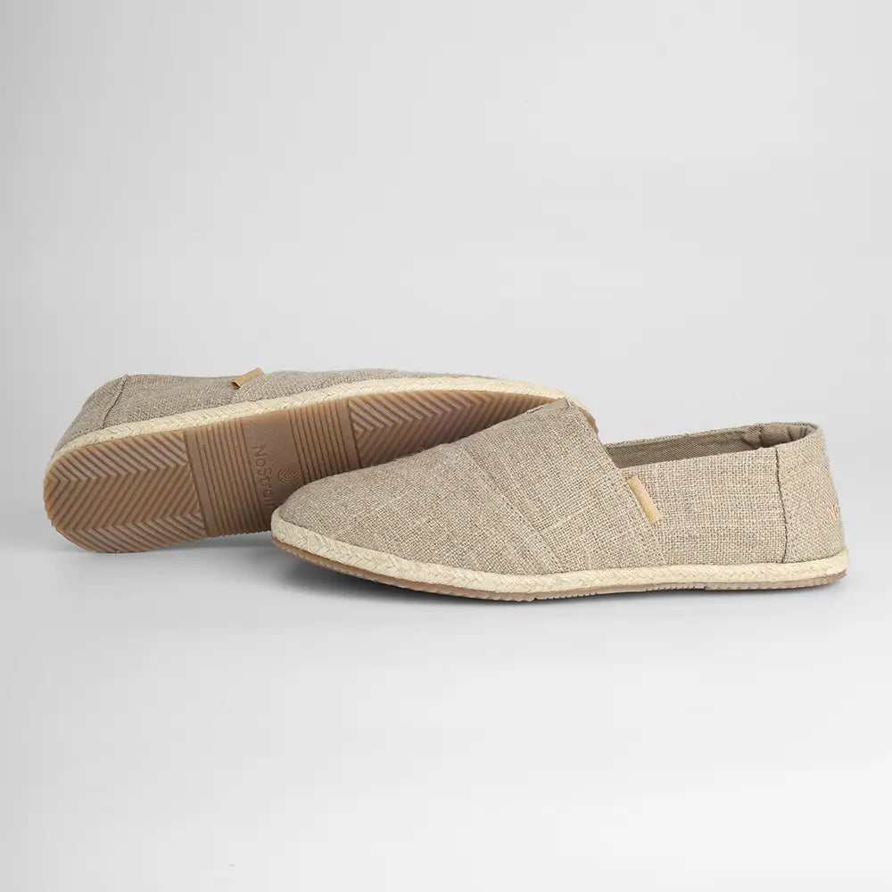 Natural Beige Linen Espadrilles Slip-On Shoes for Men with ortholite sole