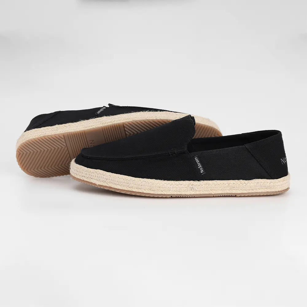 Men's black espadrilles with cushioned Ortholite footbed
