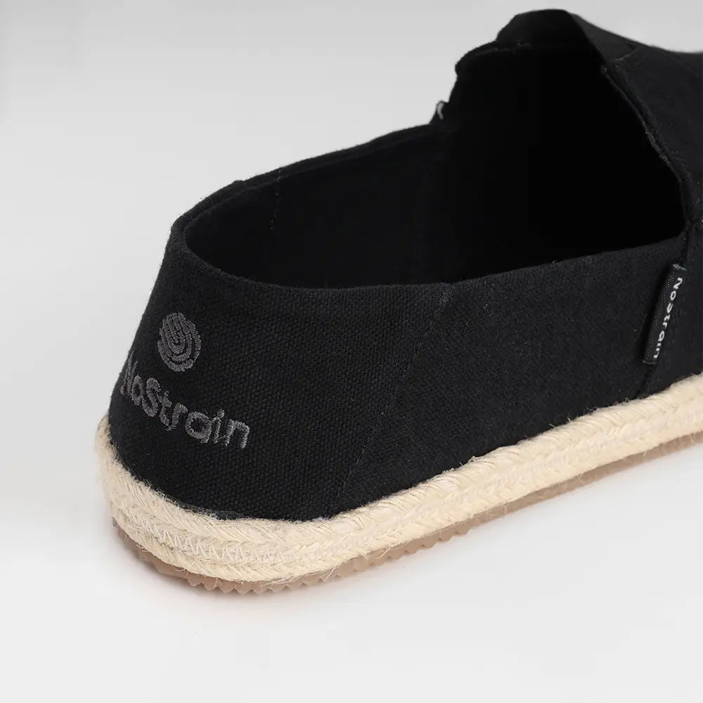 Black cotton canvas slip-on shoes espadrilles for men - ES-08