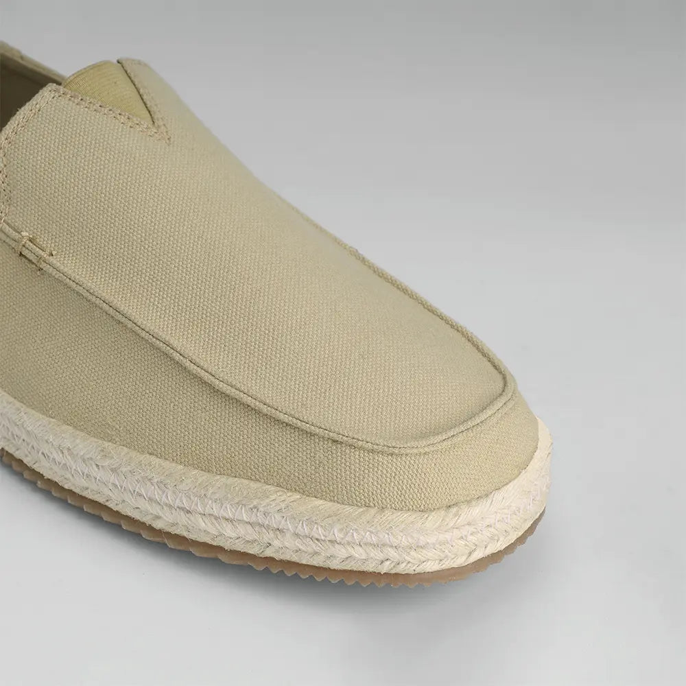 Beige cotton canvas slip-on shoes for men
