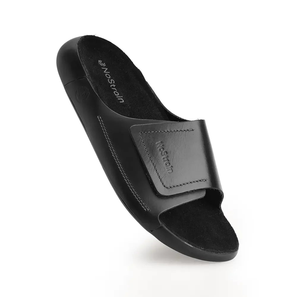 NoStrain men Olive green leather sandals with adjustable strap