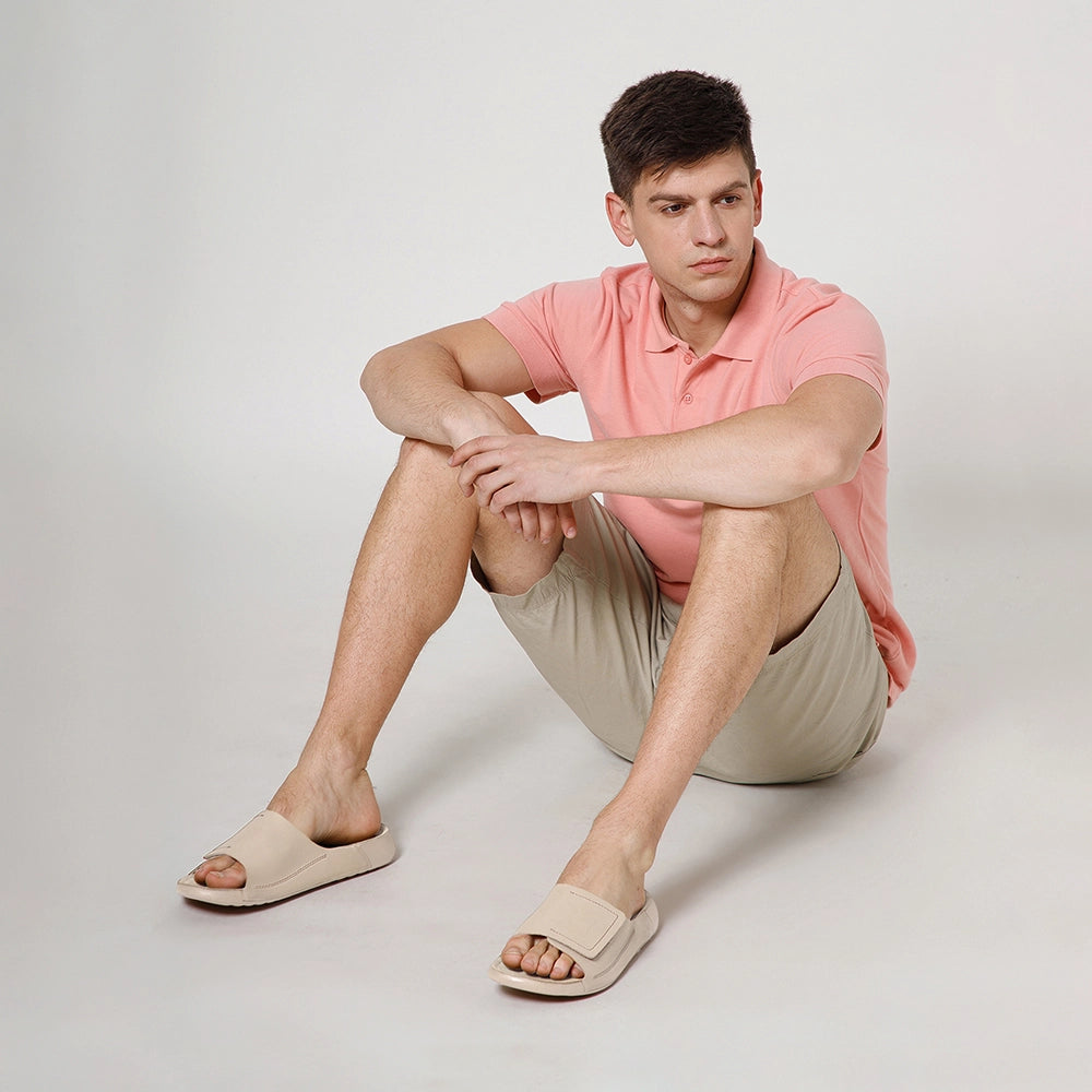 Men's arch support footwear with leather upper