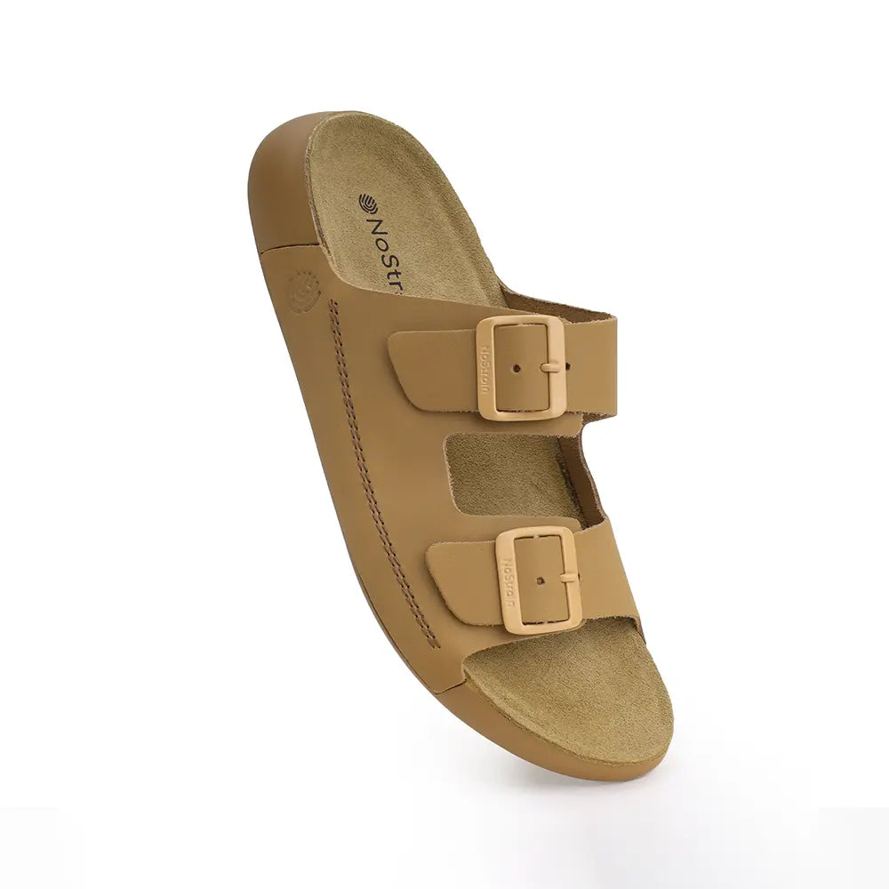 Camel Color leather sandals with buckles for Men - LS15