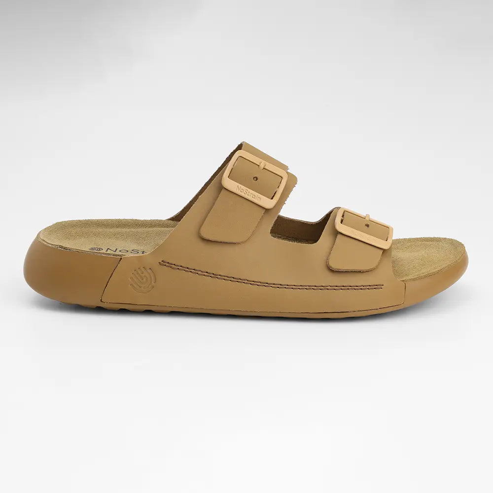 Camel Color leather sandals with buckles for Men - LS15