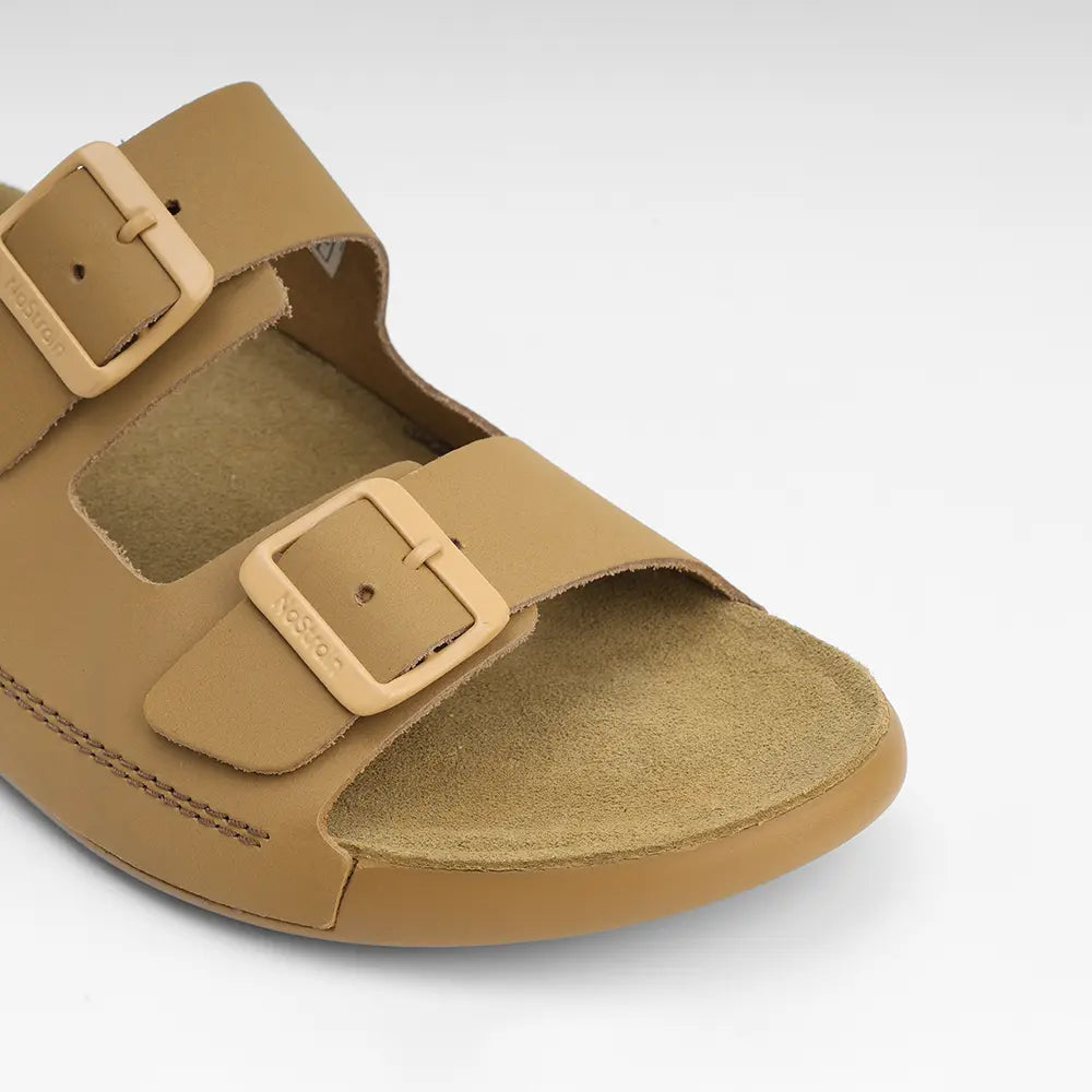 Camel Color leather sandals with buckles for Men - LS15