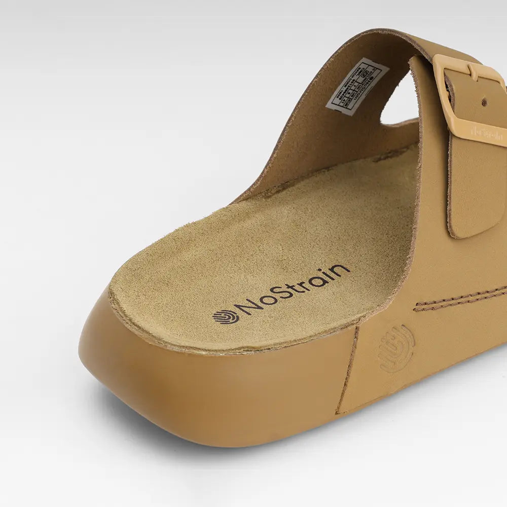 Camel Color leather sandals with buckles for Men - LS15