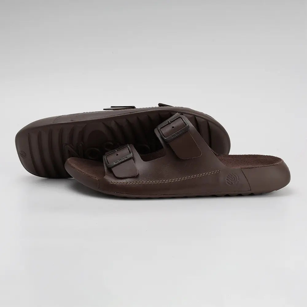Brown leather sandals with buckles for Men - LS16