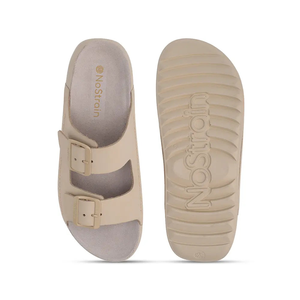 Beige leather sandals with buckles for Men - LS18