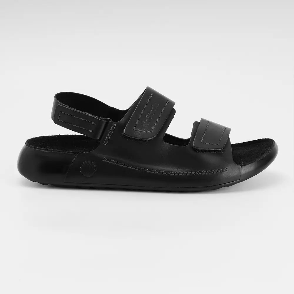 Back Strap Leather Sandals in Jet Black color for Men - LS19