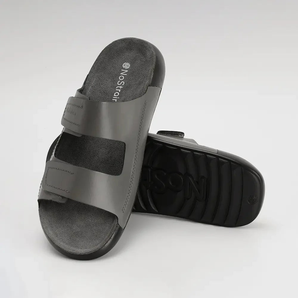 slate grey leather sandals for men