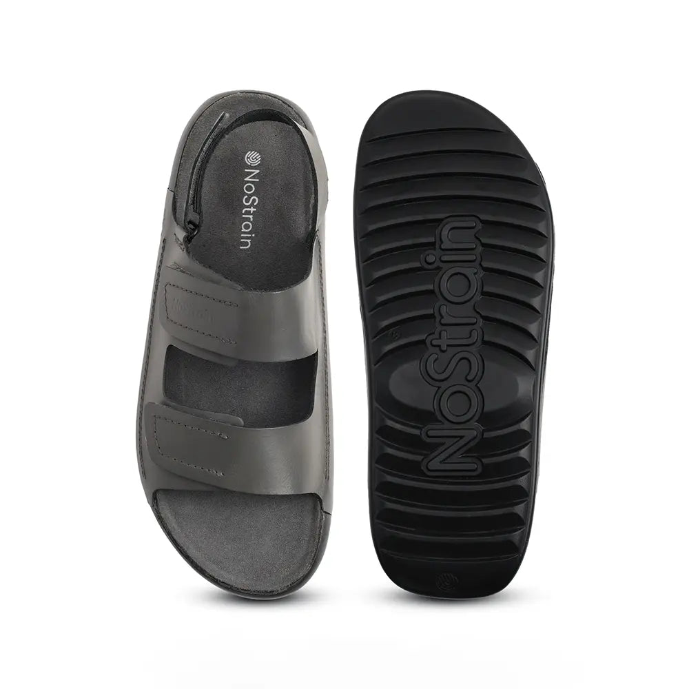 Back Strap Leather Sandals in Grey color for Men - LS20