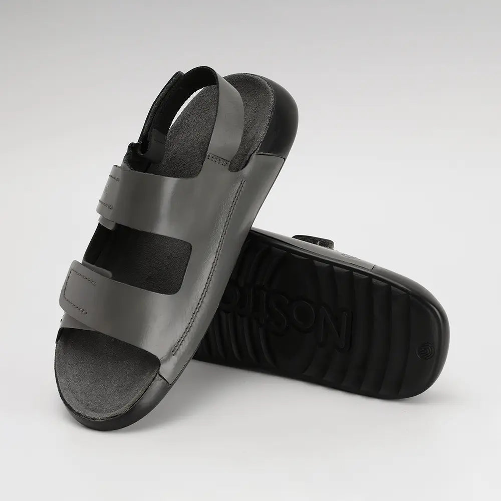 Back Strap Leather Sandals in Grey color for Men - LS20