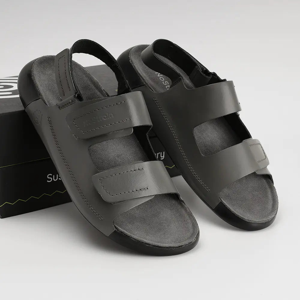 Back Strap Leather Sandals in Grey color for Men - LS20