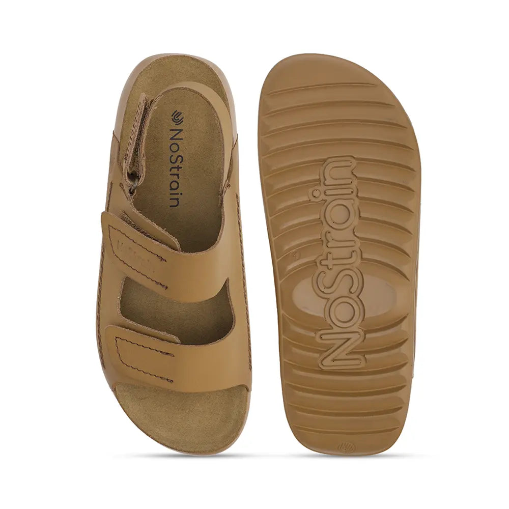 Back Strap Leather Sandals in Camel color for Men - LS21