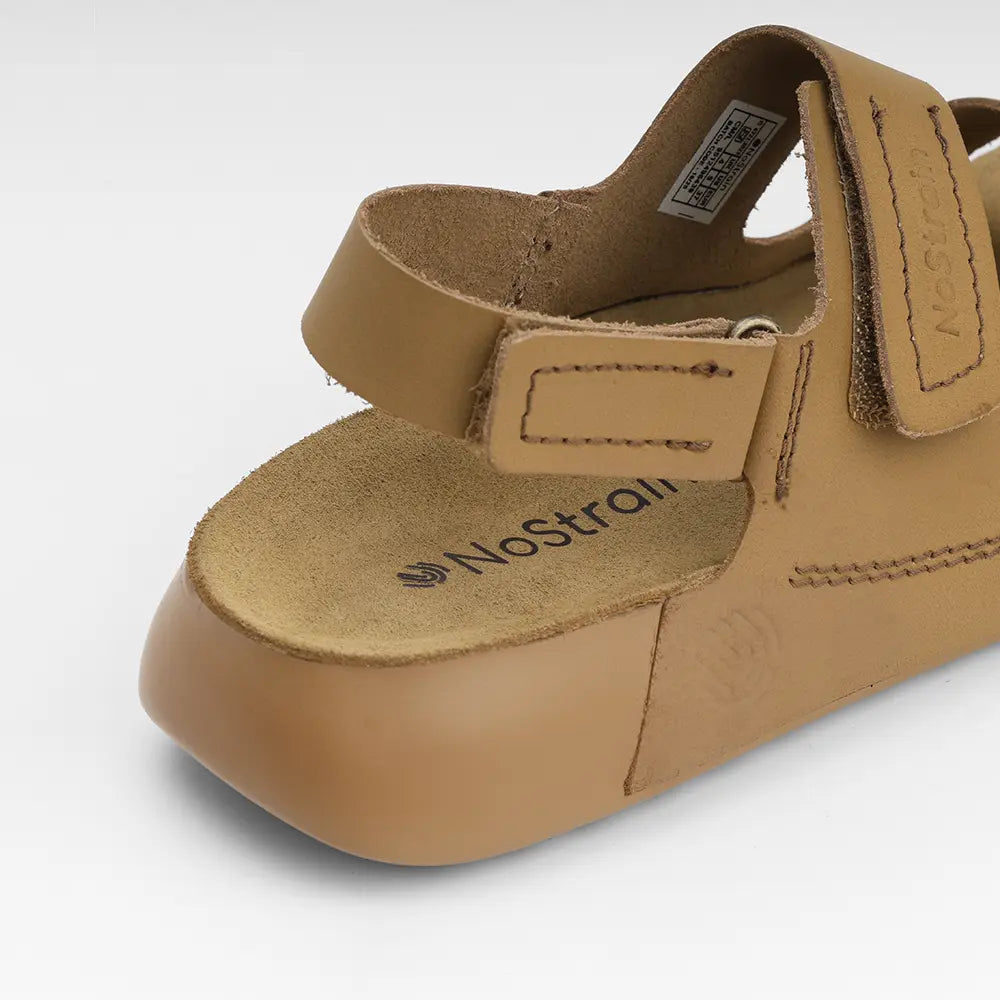 Back Strap Leather Sandals in Camel color for Men - LS21