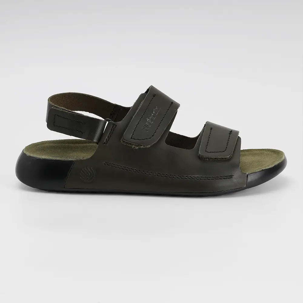 Lightweight and comfortable men's leather sandals in Olive Green, perfect for walking.