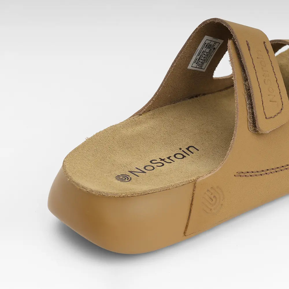Parallel Leather Arch Support Sandals for women in camel color