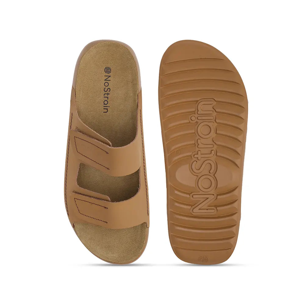 Parallel Leather Sandals for men in Camel color - LS03