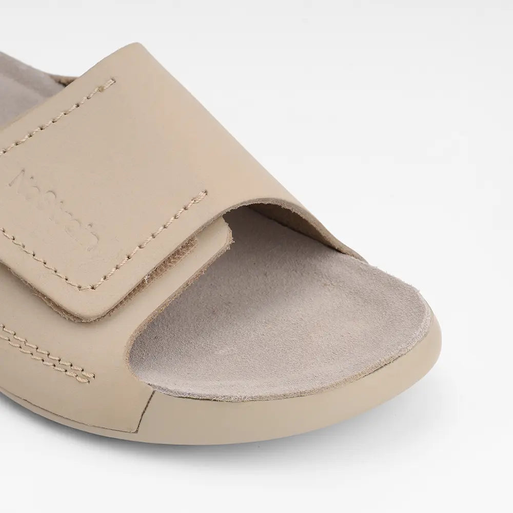 Broad Strap Leather Arch Support Sandals for women Beige color