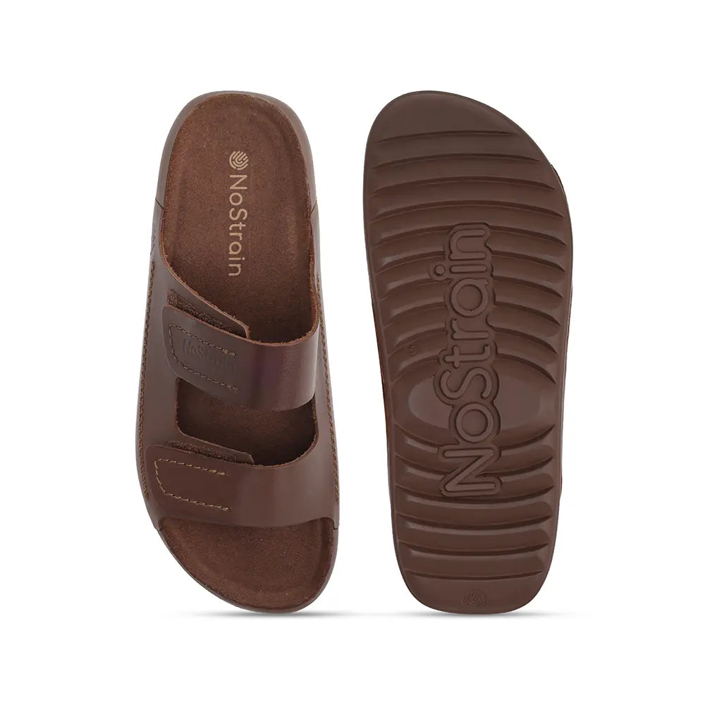 Parallel Leather Sandals for men in Cookie Brown - LS04