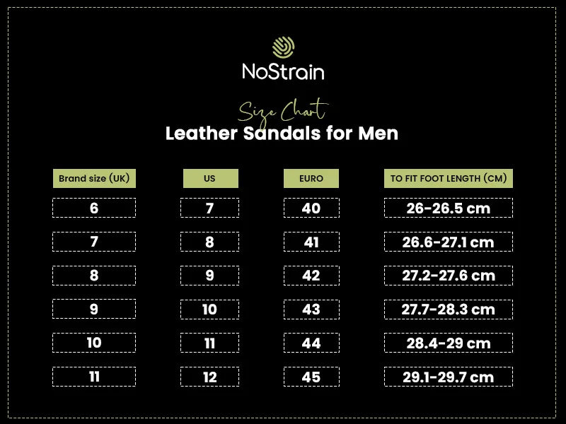 Men Luxury Leather Sandals Size Chart