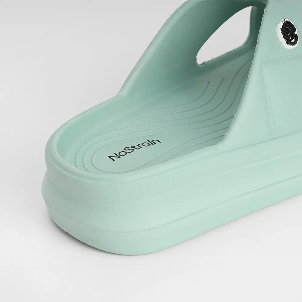 Soft cushioned women's slip-on sandals from NoStrain for all-day walking comfort.