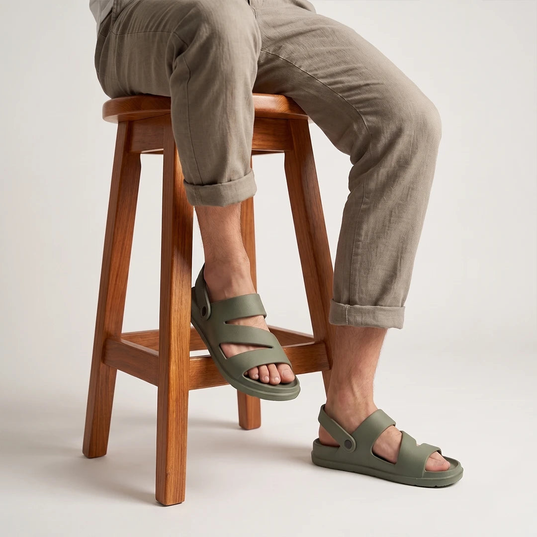zigzag waterproof sandals for men in olive green color