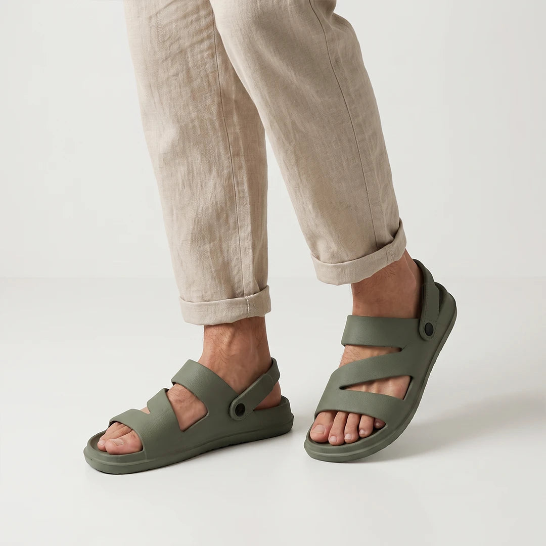 Men waterproof sandals in olive green color